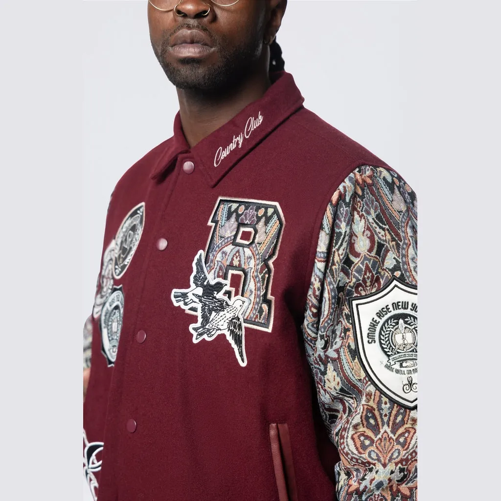 Tapestry Varsity Jacket - Wine
