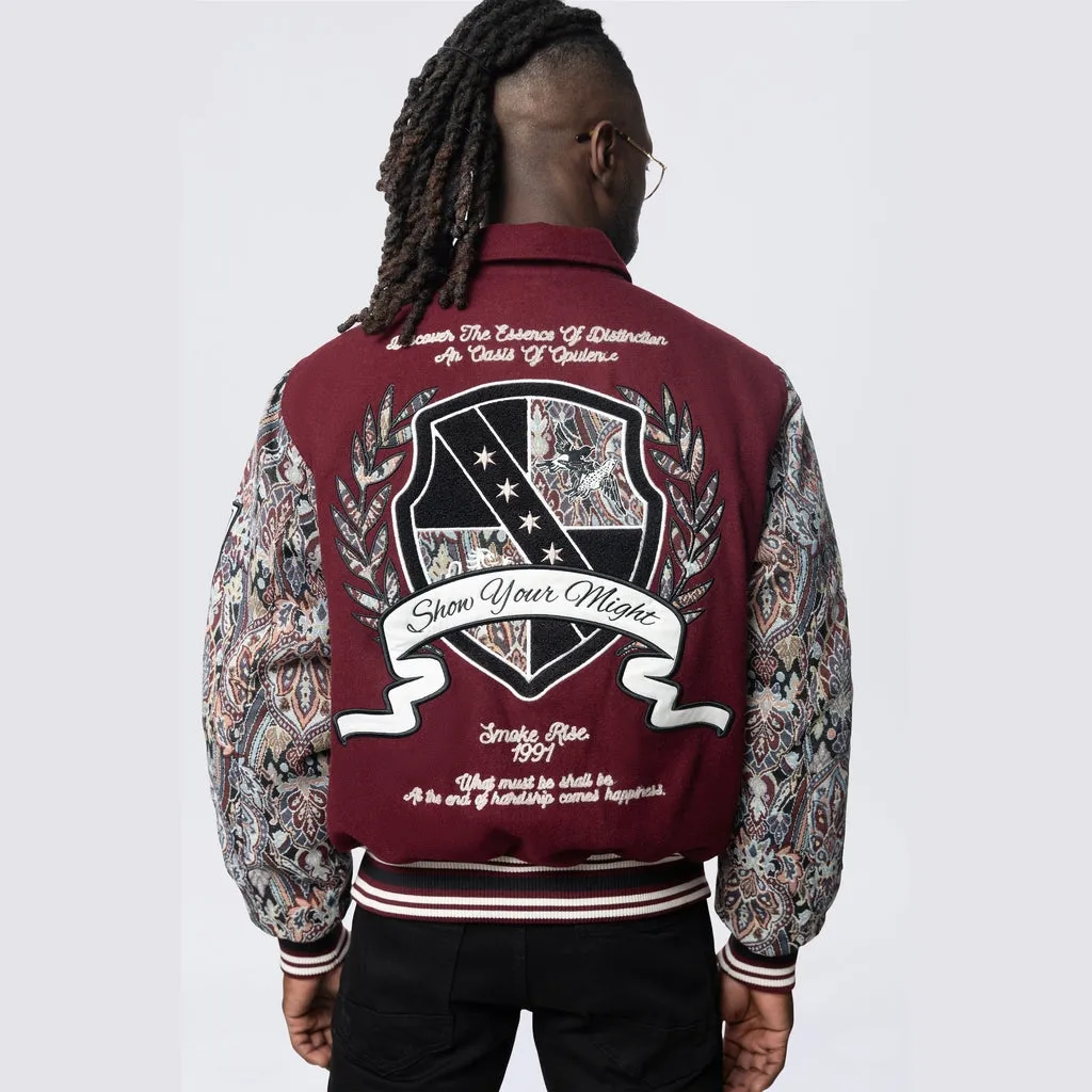 Tapestry Varsity Jacket - Wine