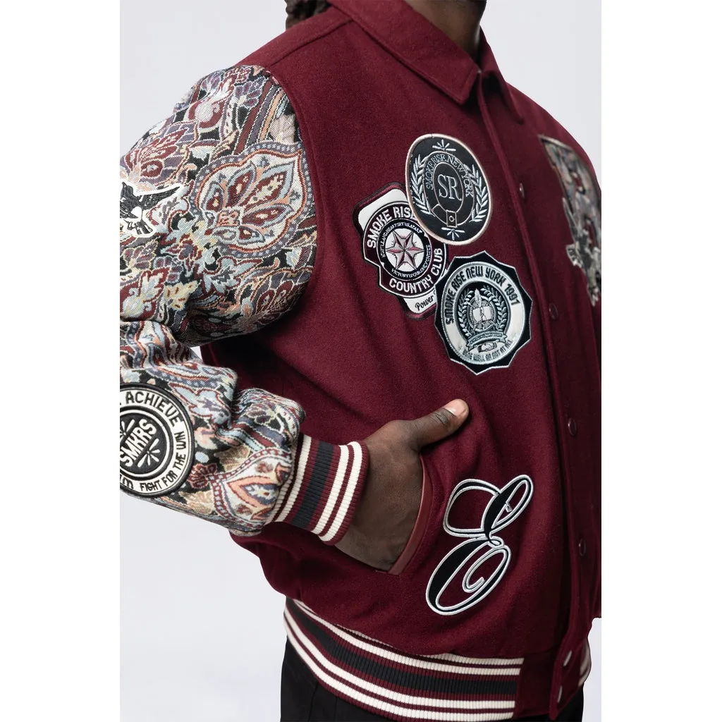 Tapestry Varsity Jacket - Wine