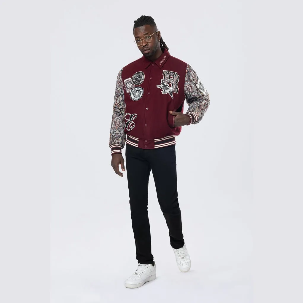 Tapestry Varsity Jacket - Wine