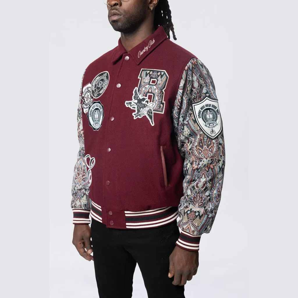 Tapestry Varsity Jacket - Wine