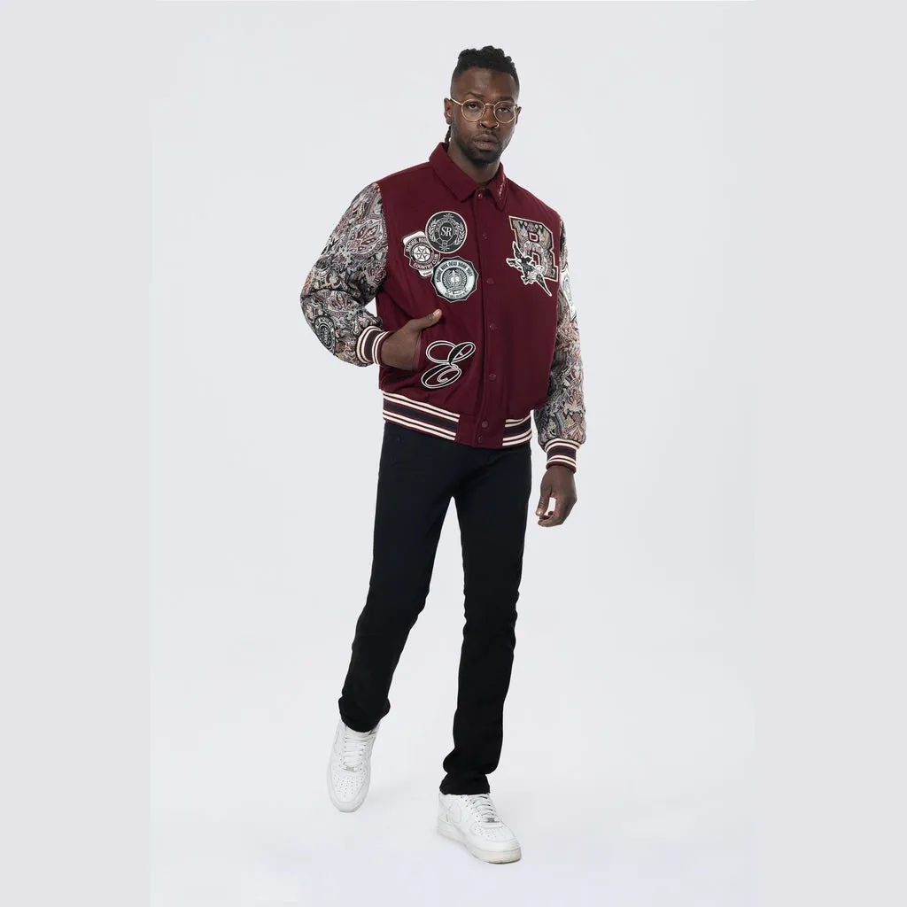 Tapestry Varsity Jacket - Wine