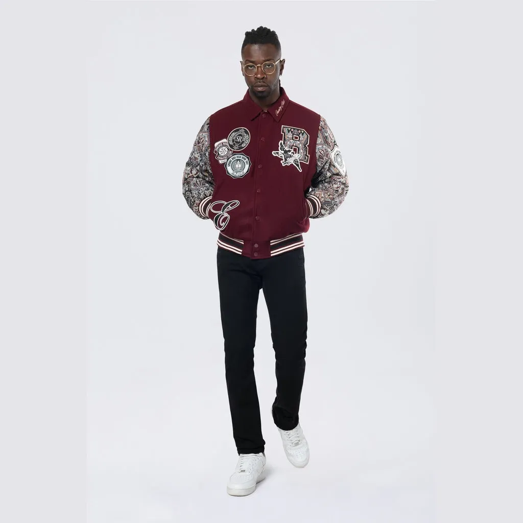 Tapestry Varsity Jacket - Wine