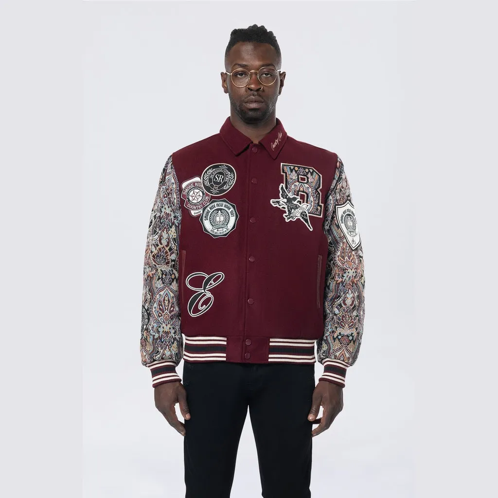 Tapestry Varsity Jacket - Wine