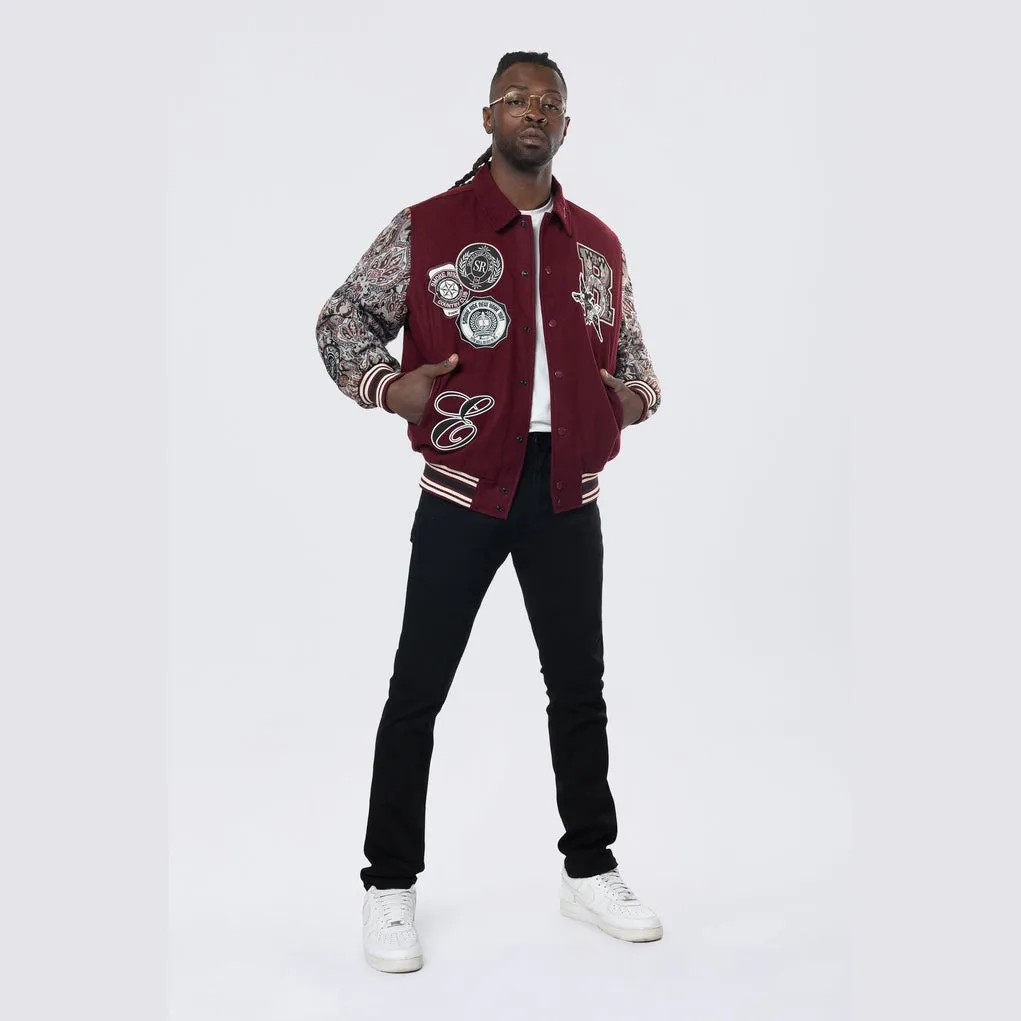 Tapestry Varsity Jacket - Wine