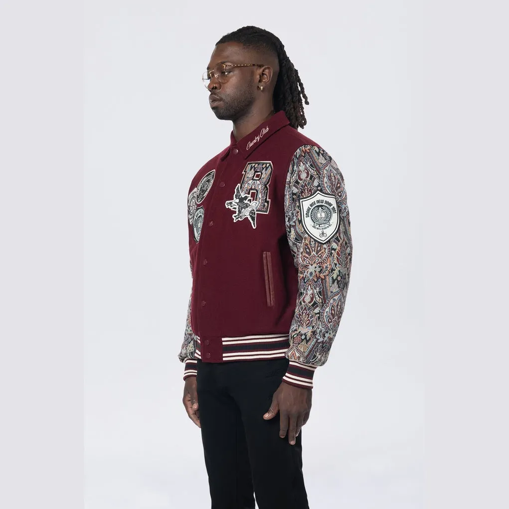 Tapestry Varsity Jacket - Wine