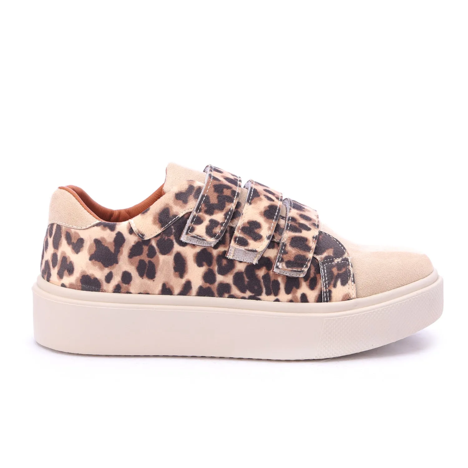 Triple Strap Leopard Sneaker-Beige