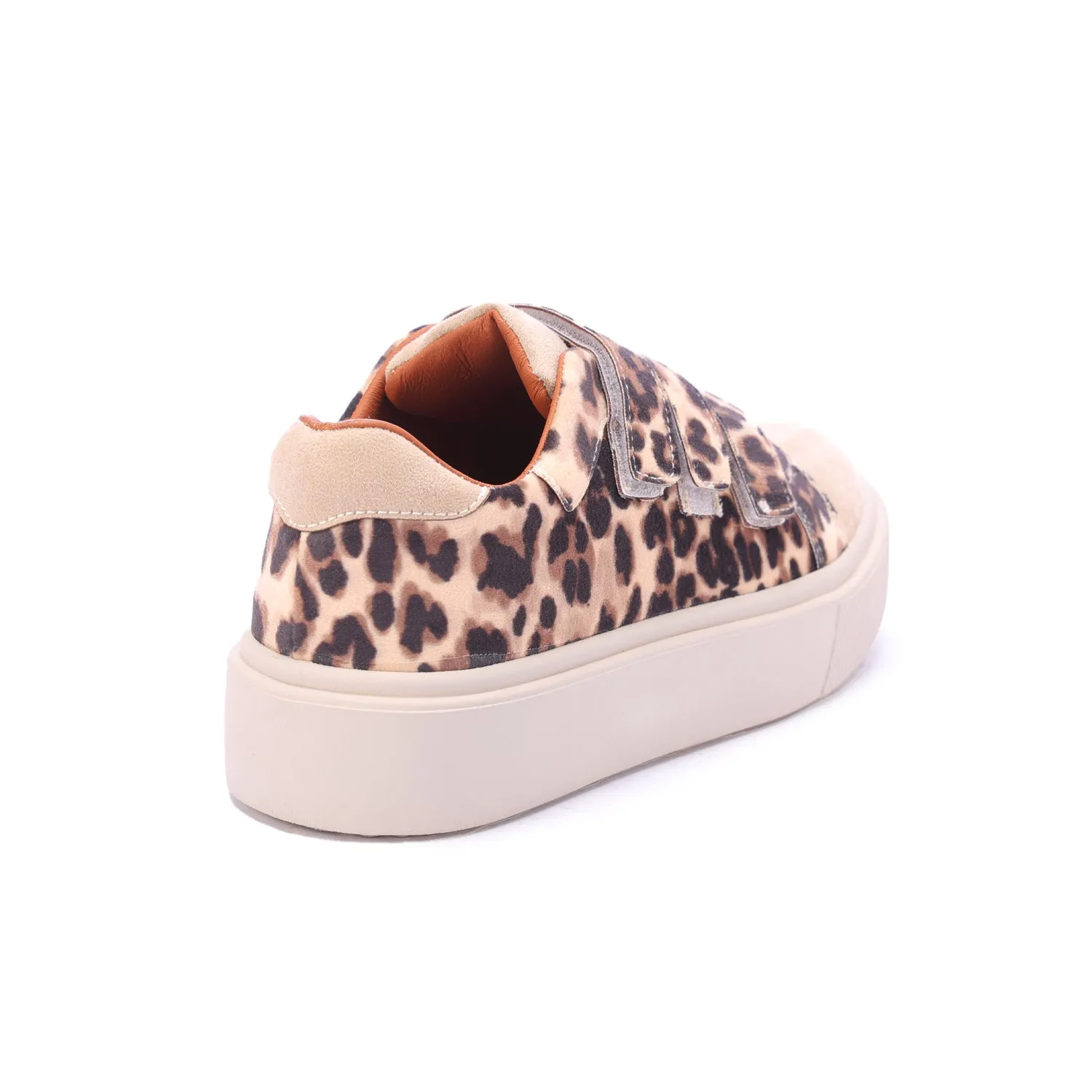 Triple Strap Leopard Sneaker-Beige