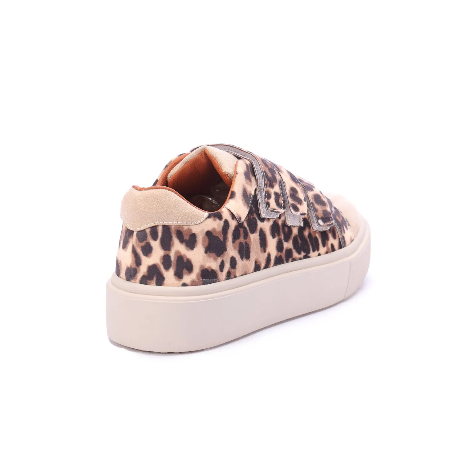 Triple Strap Leopard Sneaker-Beige