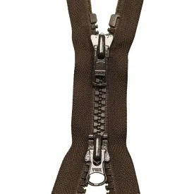 TWO WAY open end zip Plastic BROWN