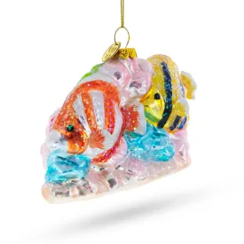 Vibrant Coral Reef Fish Glass Christmas Ornament