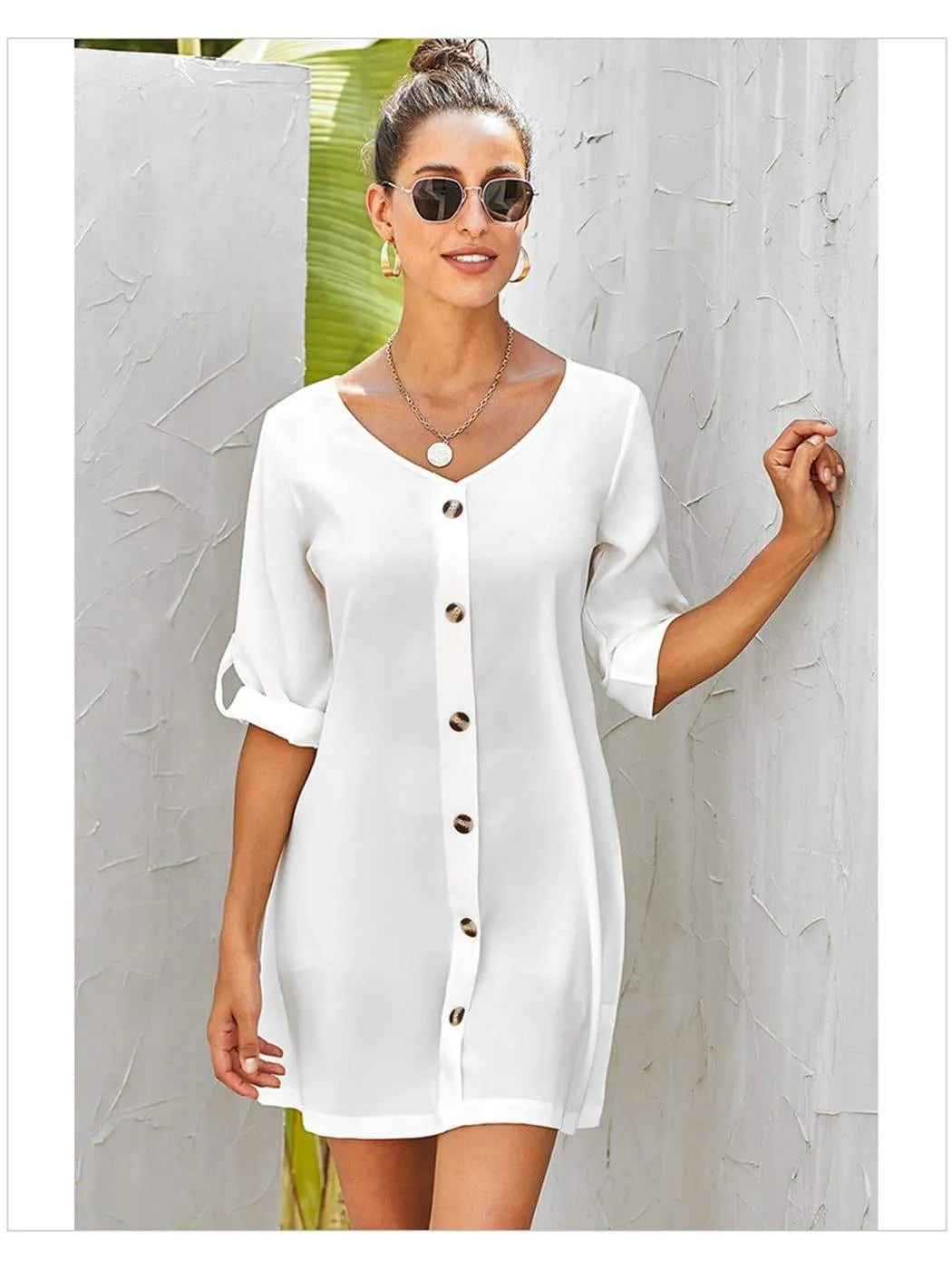Vintage Flare Woven Button Down Dress