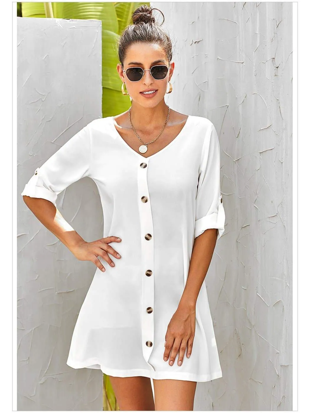 Vintage Flare Woven Button Down Dress