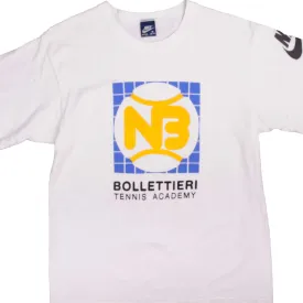 VINTAGE NIKE BOLLETTIERI TENNIS ACADEMY TEE SHIRT 1984-1987 MEDIUM MADE USA