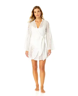 Women's Long Sleeve Open Tie Front Cover Up