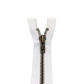 YKK Open End Zip - Heavy Duty, Antique Brass | 501 White