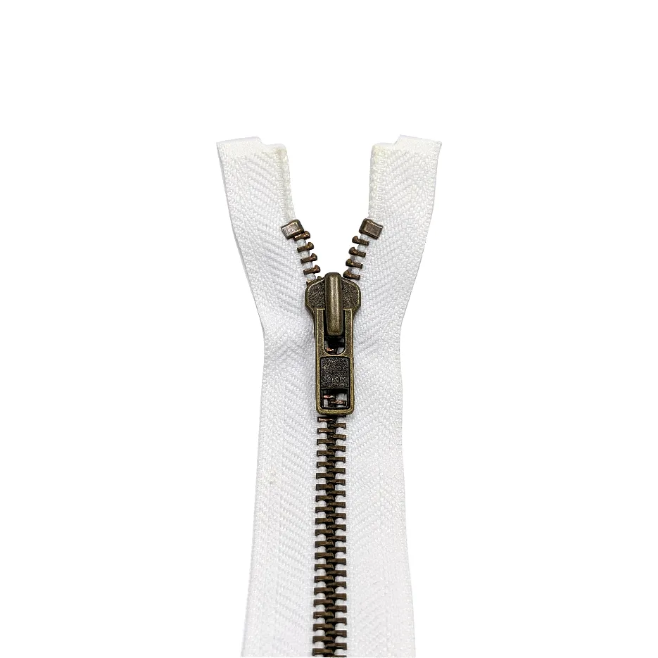 YKK Open End Zip - Heavy Duty, Antique Brass | 501 White